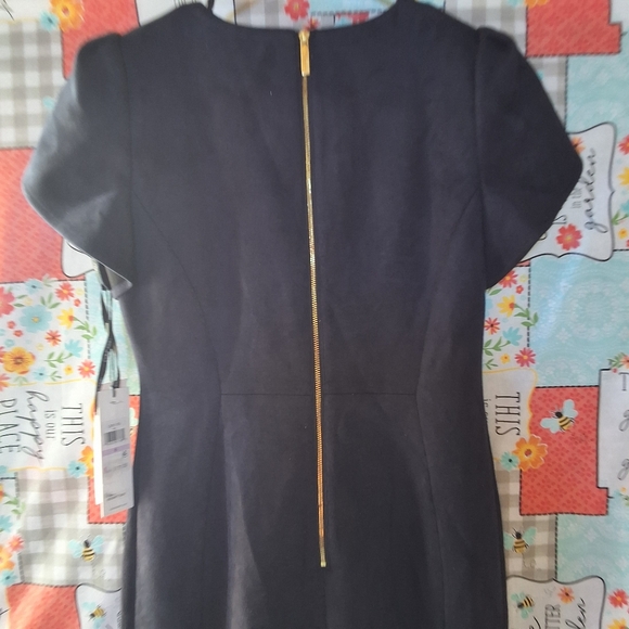 NWT CALVIN KLEIN TEXTURED CAP SLEEVE JEWEL NECK KNEE LENGTH EVENING DRESS - Picture 5 of 11